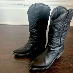 Steve Madden Hayward Black Leather Cowboy Boots size 6.5